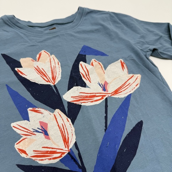 Tea Collection Girls Semper Augustus Tulips Tee Long Sleeve Shirt 5 Blue, Red - Picture 2 of 10